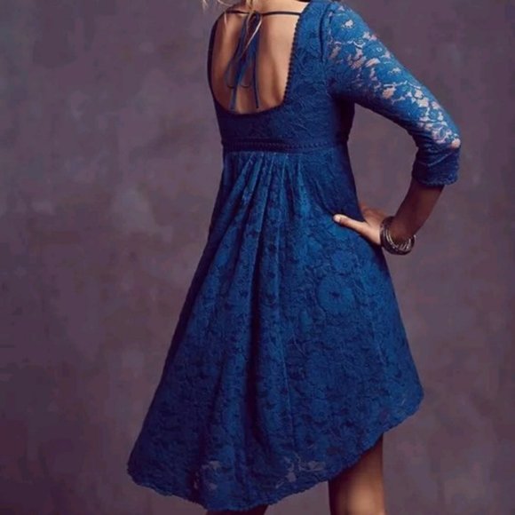 Free People Petit Trianon Three-Quarter-Length Blue Lace Dress NWT - Picture 12 of 12
